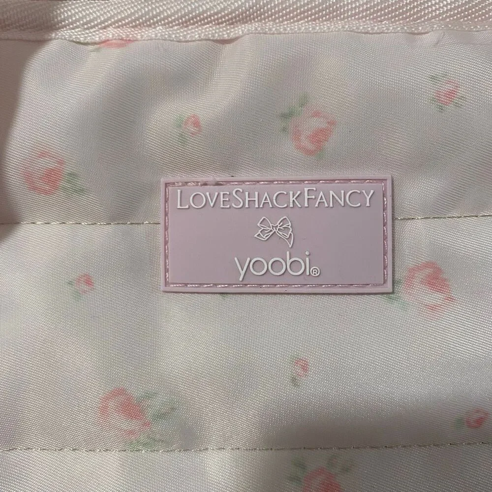 LoveShackFancy x Yoobi Kids Quilted Floral Tote Bag Pink School Travel NWT
